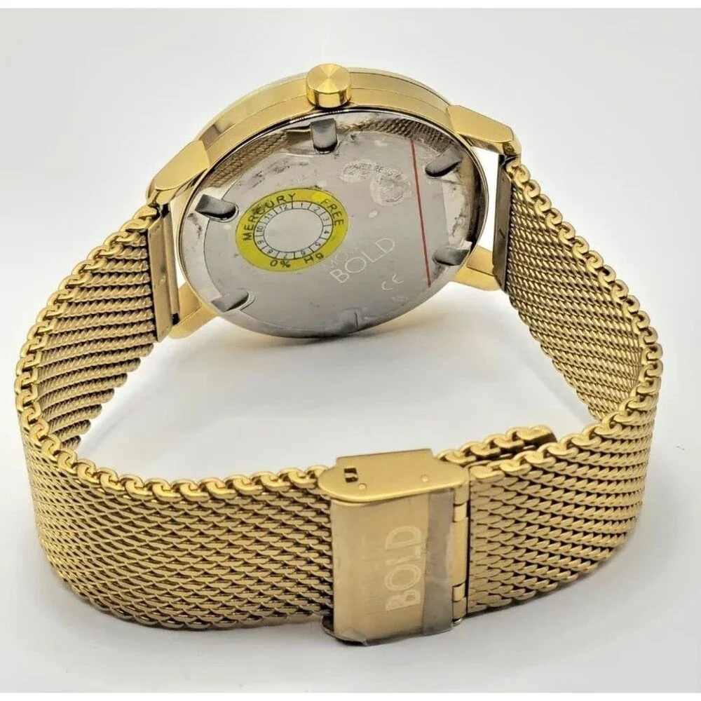 Movado Bold Men's Gold Tone Mesh Bracelet Brown Dial Watch